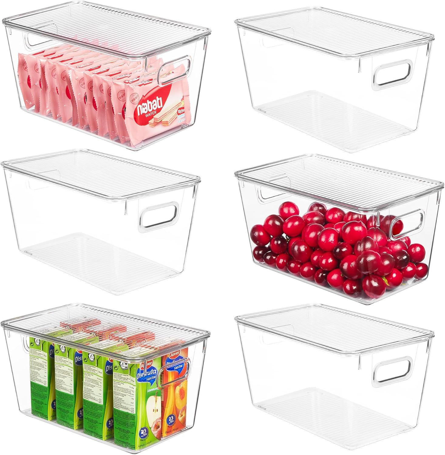 Vtopmart 6-Pack Clear Stackable Pantry and Bathroom Storage Bins