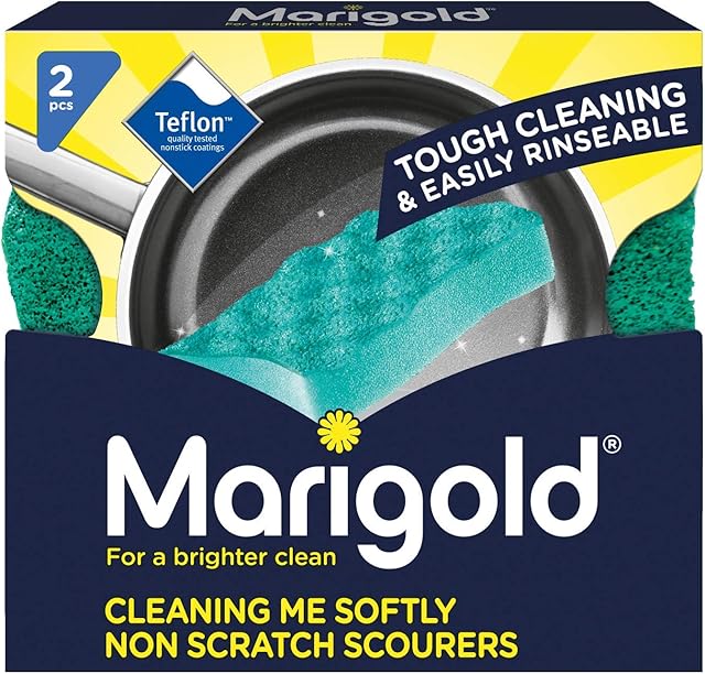 Marigold Cleaning Me Softly Non-Scratch Scourer, 14 Packs of 2 Scourers, Green, 12.6 x 2.5 x 11.5 cm