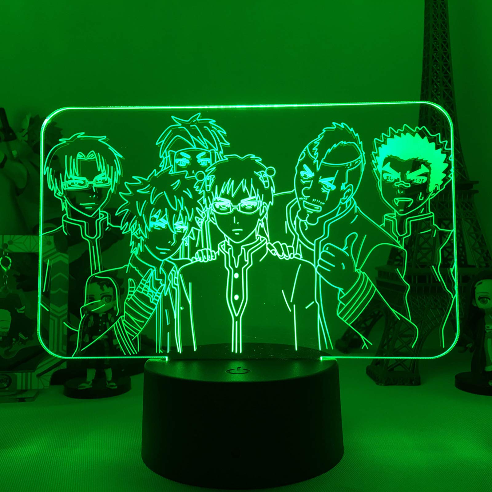 Anjinguang 3D LED Lamps Night Light for Kids The Disastrous Life of Saiki K Led Anime Lamp Nightlight Acrylic 3D Lamp for Kid Bedroom Decor