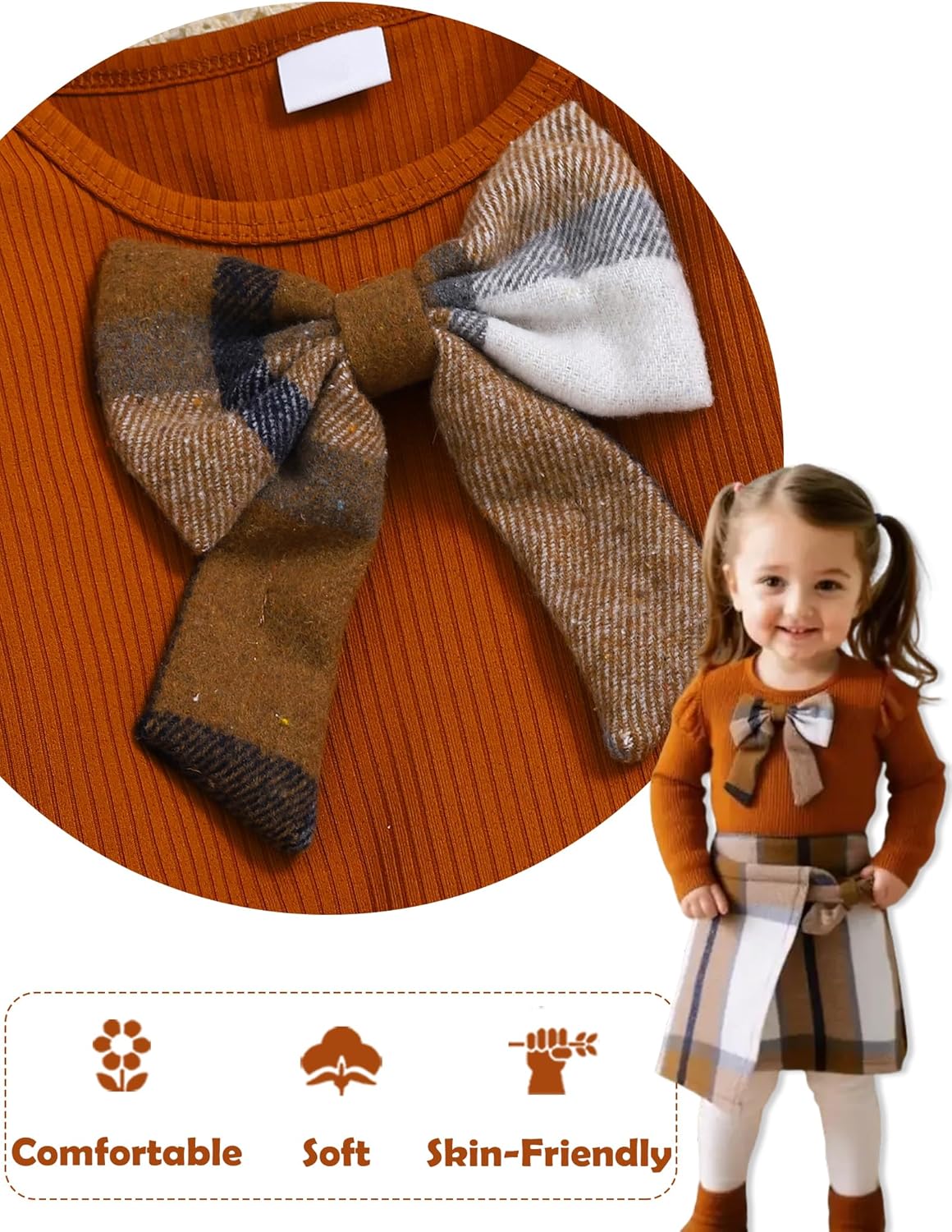 Toddler Baby Girl Clothes Fall Winter Outfits Ruffle Top Dress Pretty Hat Overall Skirt Set - Image 5