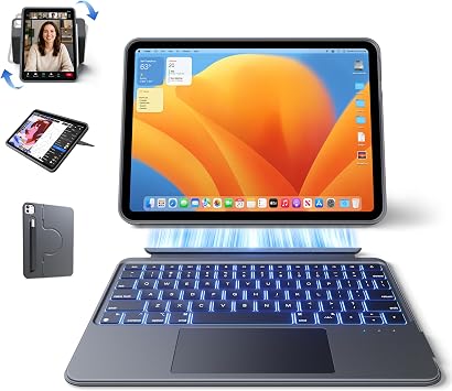 HOU 360  Rotating Detachable Keyboard Case for iPad Air 13" & Pro 13"/12.9"