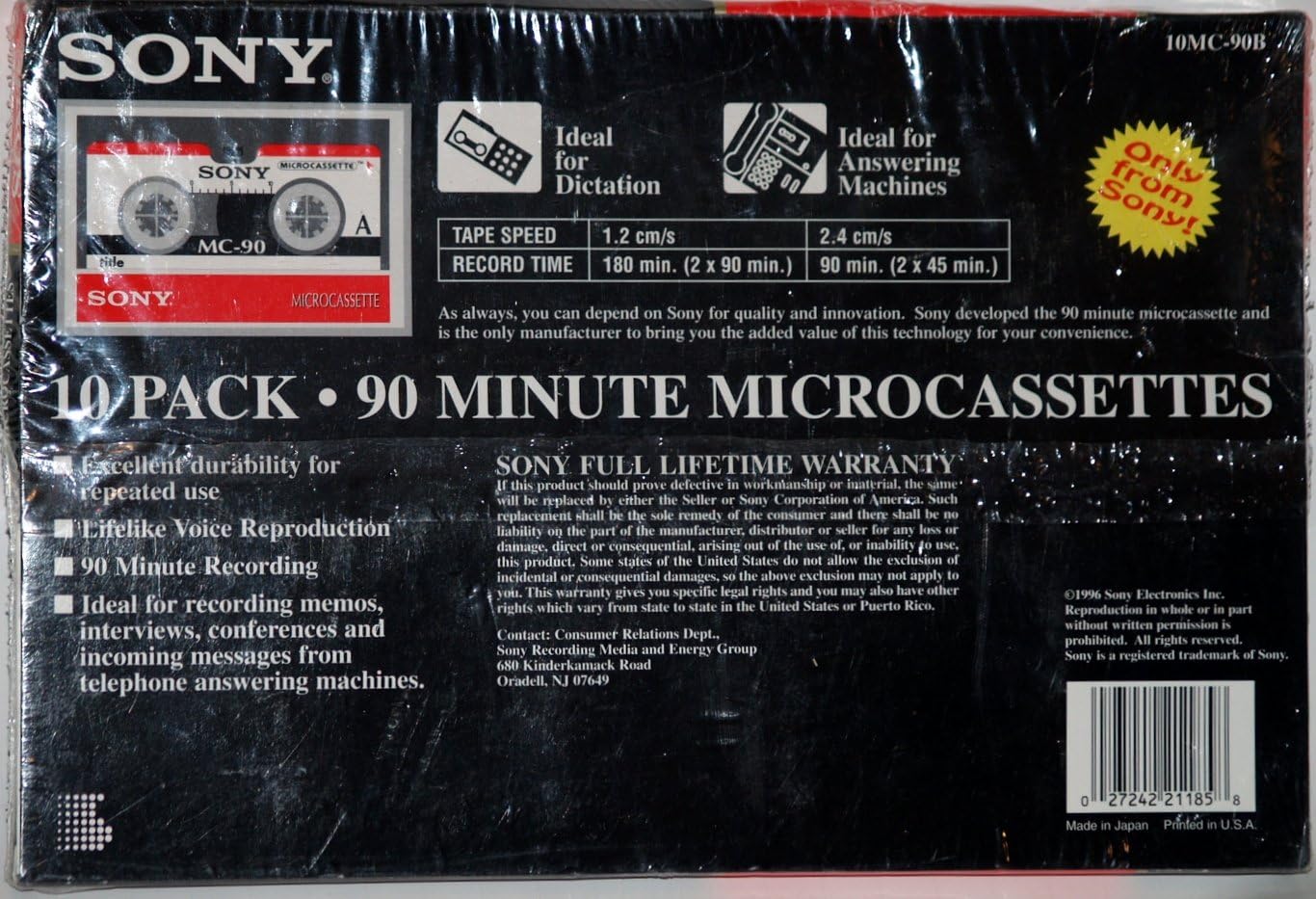 Flash Sale Sony 10-Pack 90-Min Blank Microcassettes 10MC-90B