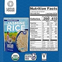 Vista 2 de Lotus Foods Bolsa de arroz orgánico White Jasmine Heat & Eat, 8 onzas, paquete de 6