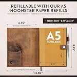 Carnet de notes en cuir rechargeable - Revues pour femmes avec forme de coeur embossé – Carnet de notes en cuir fait main avec support de stylo – Inclut les primes-millés A5 Papier doublé & Stylo de luxe par MOONSTER®