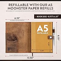 Vista 7 de moonster Refillable Leather Journal Embossed Heart Shape Cover Design Journals with Pen – Milled A5 Leather Journal Lined Paper - Journals for Women