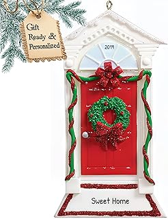 Personalized Our New Home Ornament 2025 | Custom Name & Year | First Christmas in New House Red Door Keepsake | Homewarming Gift for Couple, Neighbor, Apartment, Homeowners, Xmas Tree Decoration