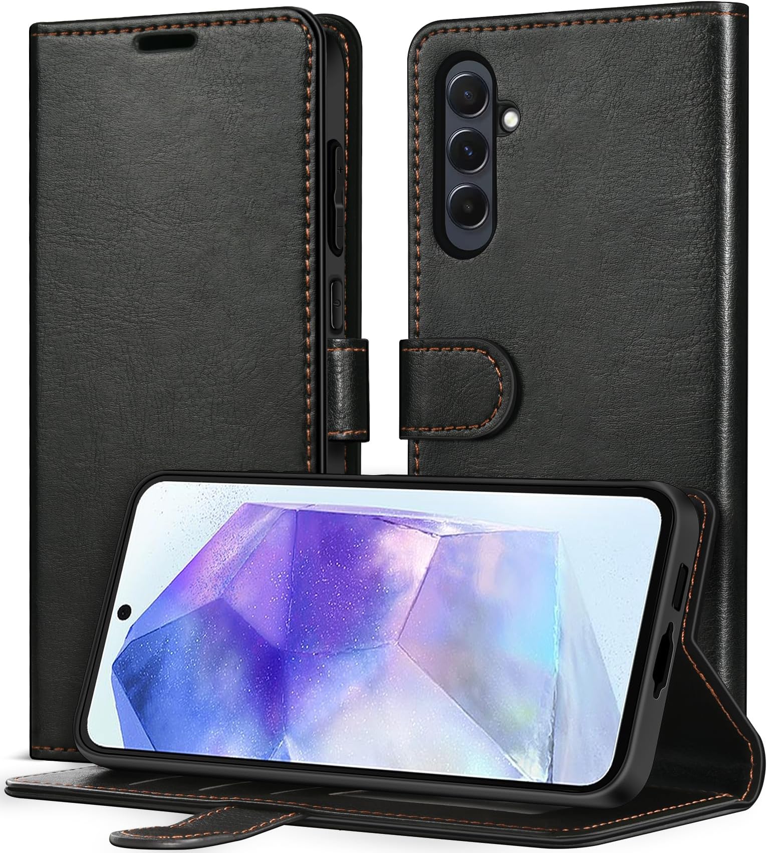 Schutzhülle Für Motorola Edge 2024 - Leder-Klapphülle Mit RFID-Schutz & Ständerfunktion