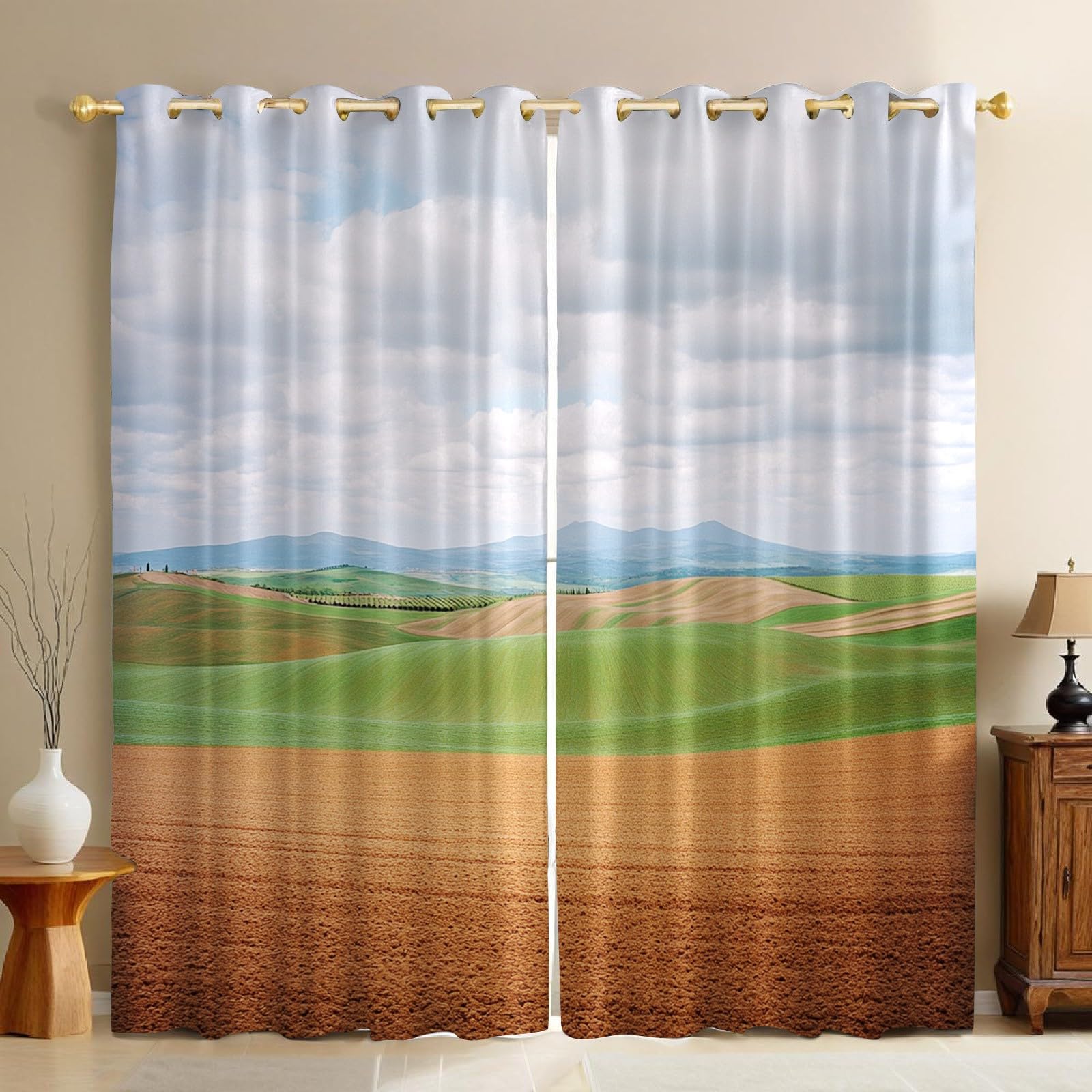 Rideau occultant vert pour chambre enfant et salon | Ambiance douce 140x280cm