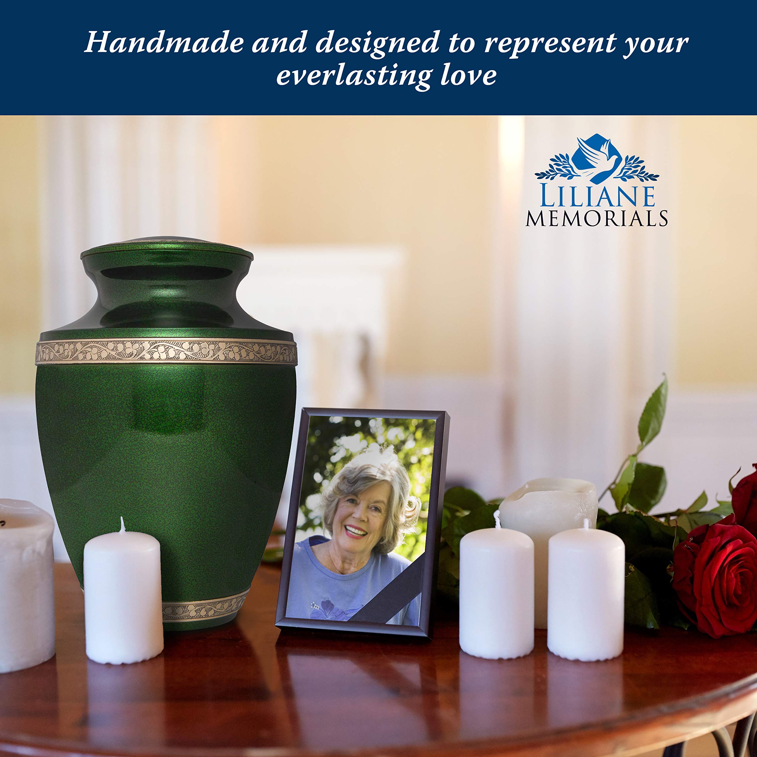 Urna Funeraria In Ottone Blu Liliane Memorials Modello Torino – Grandi Dimensioni Per Ceneri Adulti - 4