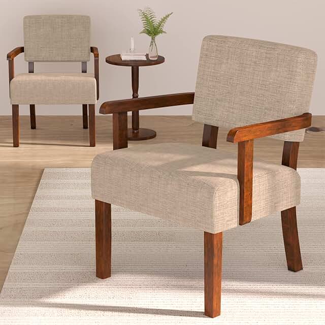 Accent Chair Set of 2 with Table, Living Room Chairs with Soft Seat and ...