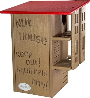 JCs Wildlife Cardinal Red & Tan Ultimate Squirrel House Nesting Box - A Perfect Playground and House for Your Squirrels - Squirrel Nesting Box - Made in The USA