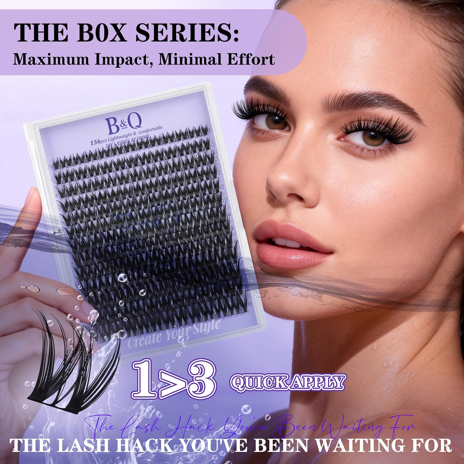 B&Q Flora Lash Clusters Kit 156PCS D-Curl Wet Look Wispy Lashes Mixed Lengths DIY Eyelash Clusters All-in-One Lash Extension Kit Natural Medium Dramatic for Sensitive Eyes Beginner-Friendly（B0X Kit）