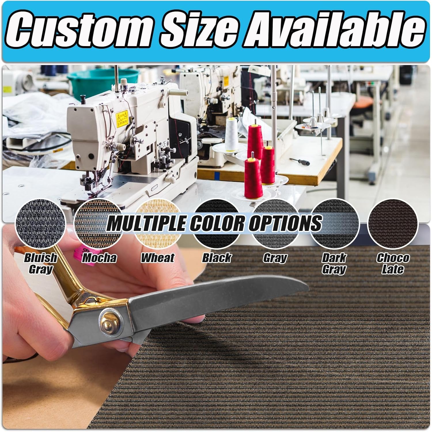 Amagenix 90% Shade Fabric Sun Shade Cloth with Grommets, 8' x 8' Pergola Replacement Shade Cover Canopy for Garden Outdoor Patio, Mocha (We Make Custom Size), TR01