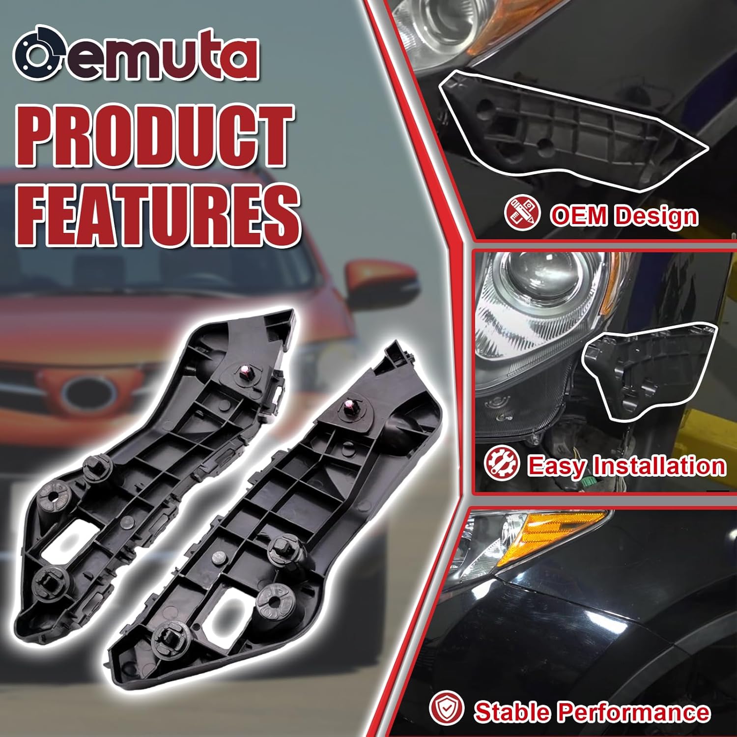 Front Bumper Bracket Retainer for Toyota RAV4 2013-2018, Replaces 52536-0R060, 52535-0R080