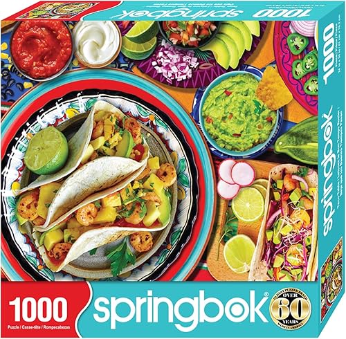 Miniatura 2 de Springbok Taco Table - Rompecabezas de 1000 piezas para adultos, tema de fiesta de tacos del Cinco de Mayo, ideal para noches de juego, tamaño