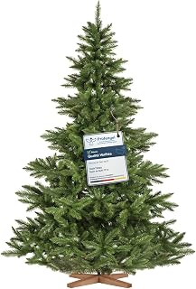 FairyTrees Sapin de Noël Artificiel 220cm NORDMANN | Arbre de Noël avec Support en Bois | Sapin avec Tronc Vert | Made in EU