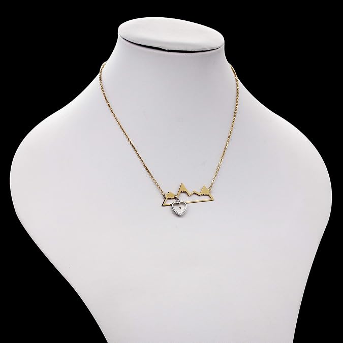 Uloveido Simple Mountain Necklace Mustard Seed Pendant, Stainless Steel Mountain Range Necklace Jewelry, Nature Necklace Y634