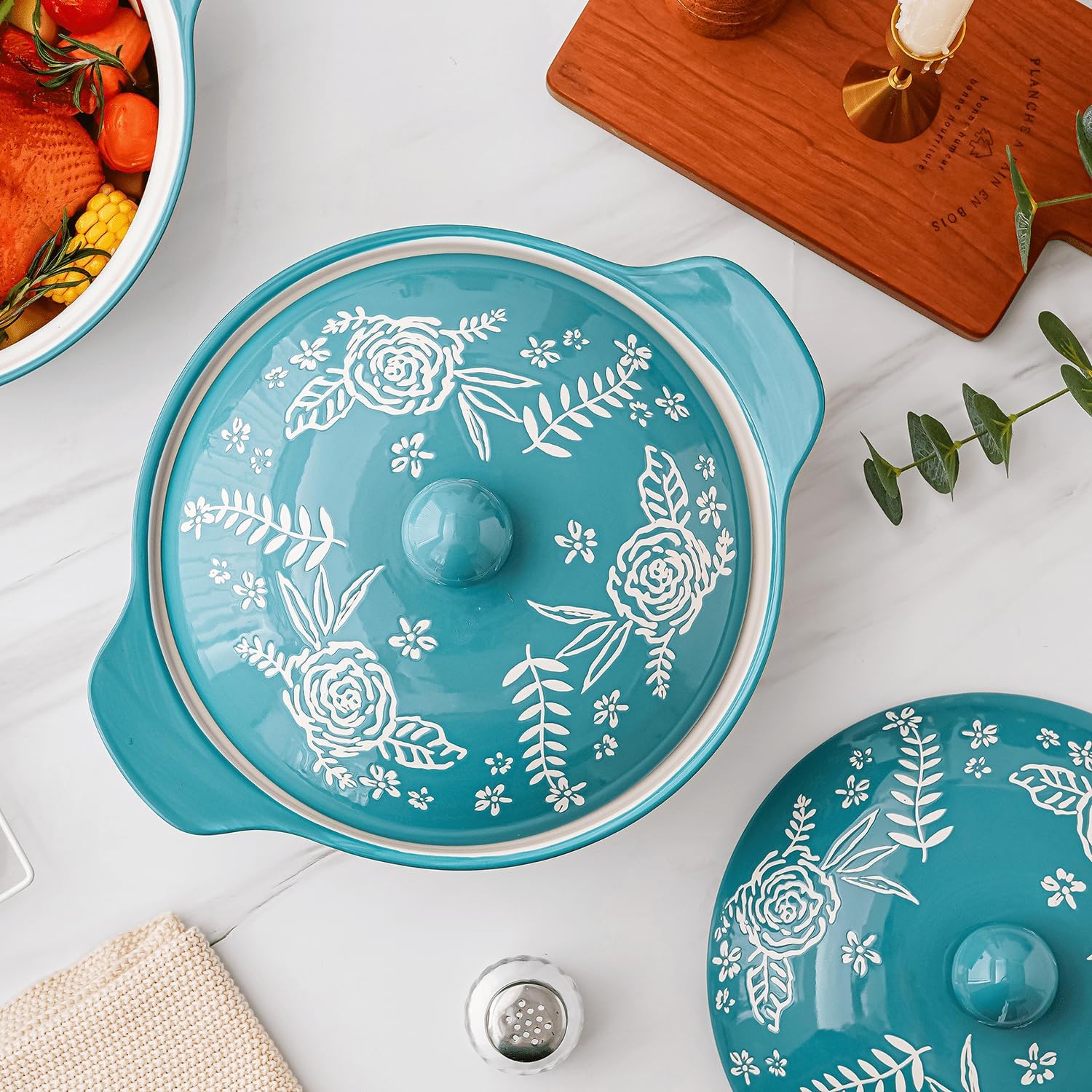 Casserole Dish with Lid, Ceramic Baking Dish for Oven Microwave Freezer Safe, Bakeware for Lasagna Roasting Cooking Serving