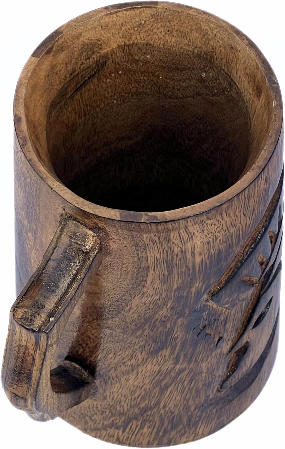 Handcrafted Wooden Beer Mug with Spartan Warrior Helmet Design Rustic Mango Wood Viking Tankard Eco-Friendly Stein Greek Roman Gift for Men, Groomsmen, Bar Decor