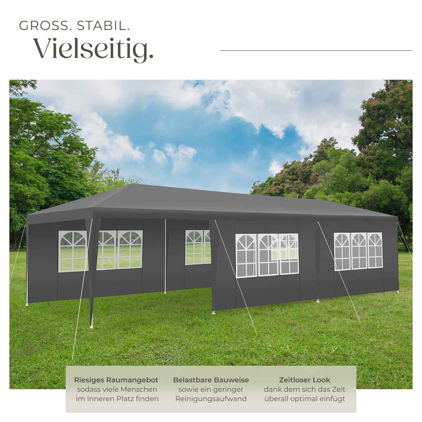 zelt 9 x 3 meter tectake® Pavillon Garten m, Gartenzelt, Partyzelt, 8 Seitenteile, wasserdicht, UV-Schutz, Partyzelt Garten, Terrassenmöbel, Terrassenüberdachung Midi Partyzelt Pavillon mit 8 Size - see photos:M 50x50x60cm - 5 corners: dogs within 10kg