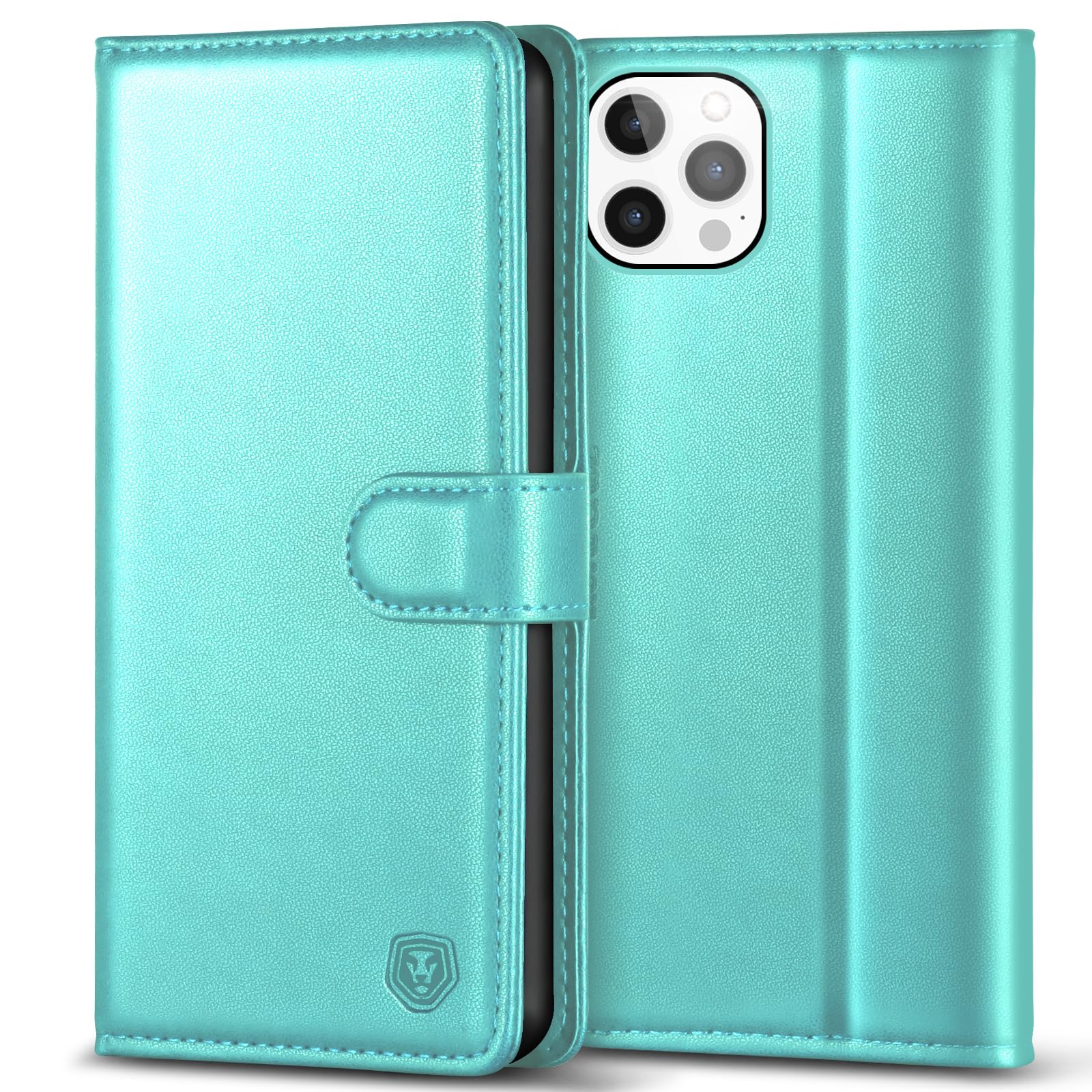 Kuafcase Compatible for iPhone 12 Pro Max Case with 4 Card Slots Magnetic Closure Kickstand Shockproof Protective Phone Case Compatible for iPhone 12 Pro Max