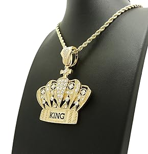 Fashion 21 Hip Hop Iced Out King Crown Pendant 24