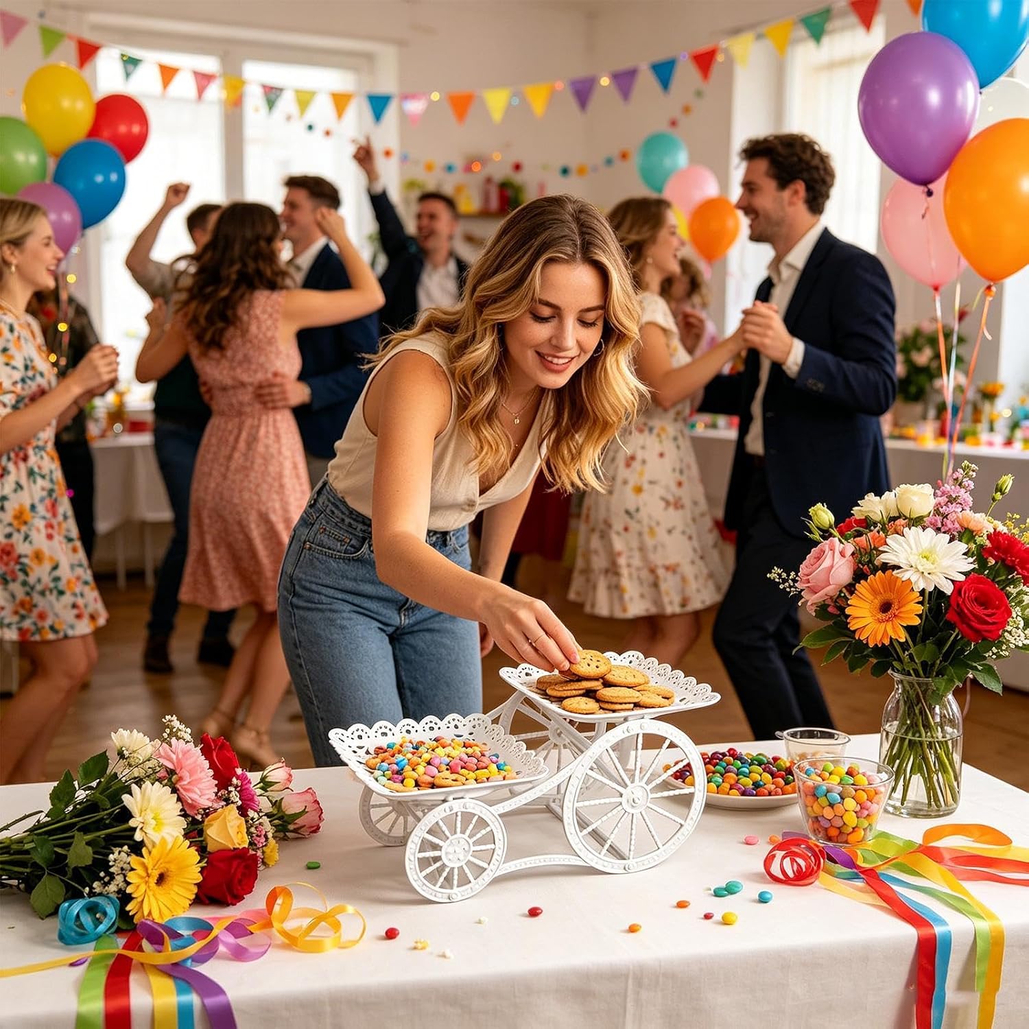 Tiered Cupcake Stand Carriage-Shaped Elegant Platter
