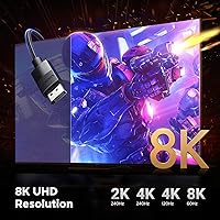 Vista 2 de UGREEN Cable DisplayPort 8K, DP 1.4 Cable DisplayPort compatible con 8K@60Hz, 4K@240Hz, FreeSync, G-Sync, HDR, 32.4Gbps para HDTVs, pantallas
