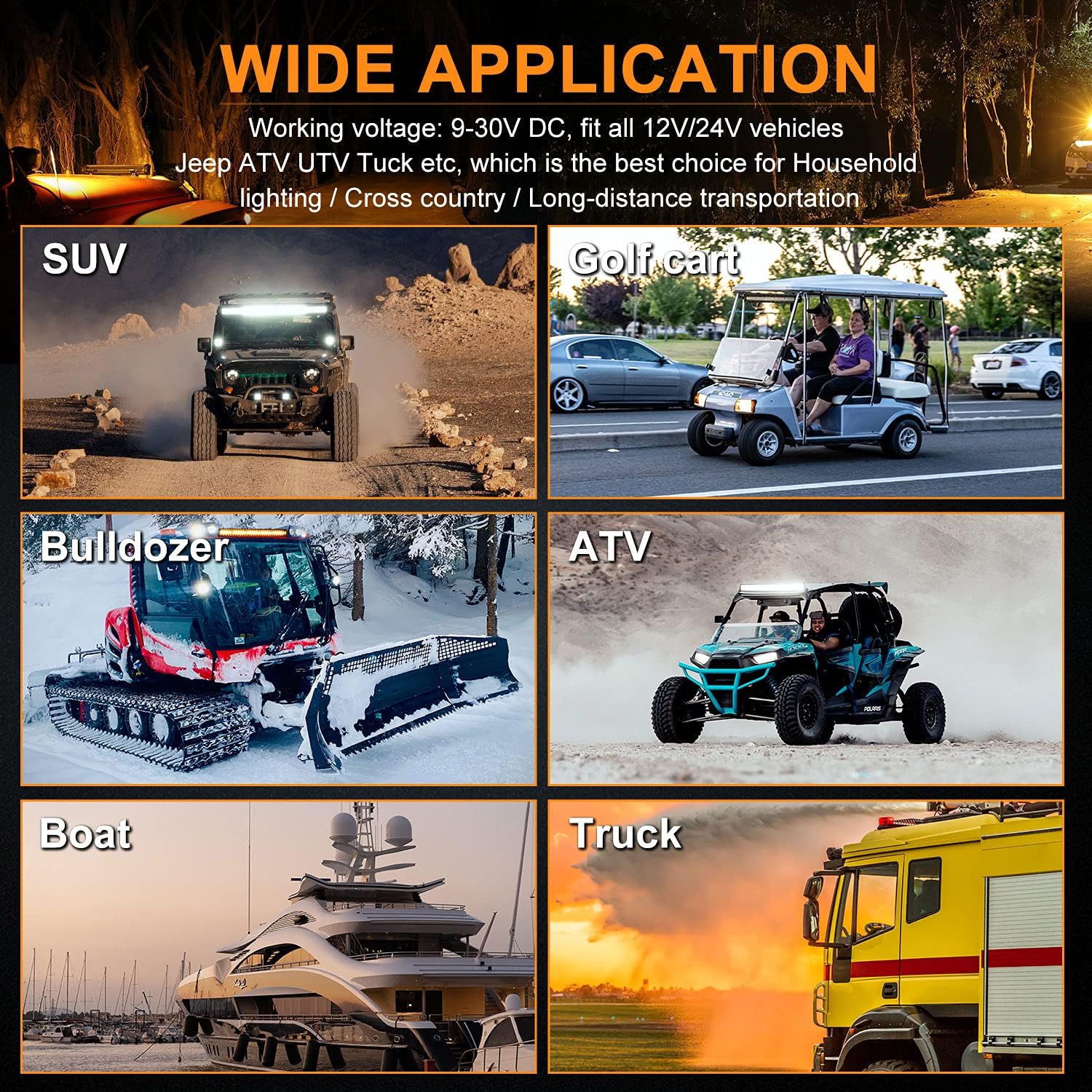 NAOEVO 32 inch 224W Spot Flood LED Light Bar Amber White Off Road Lighting, 6 Modes Memory Function Curved Strobe Lights with 10 FT Wiring Harness Kit for Truck Boat Tractor Jeep Pickup : Automotive