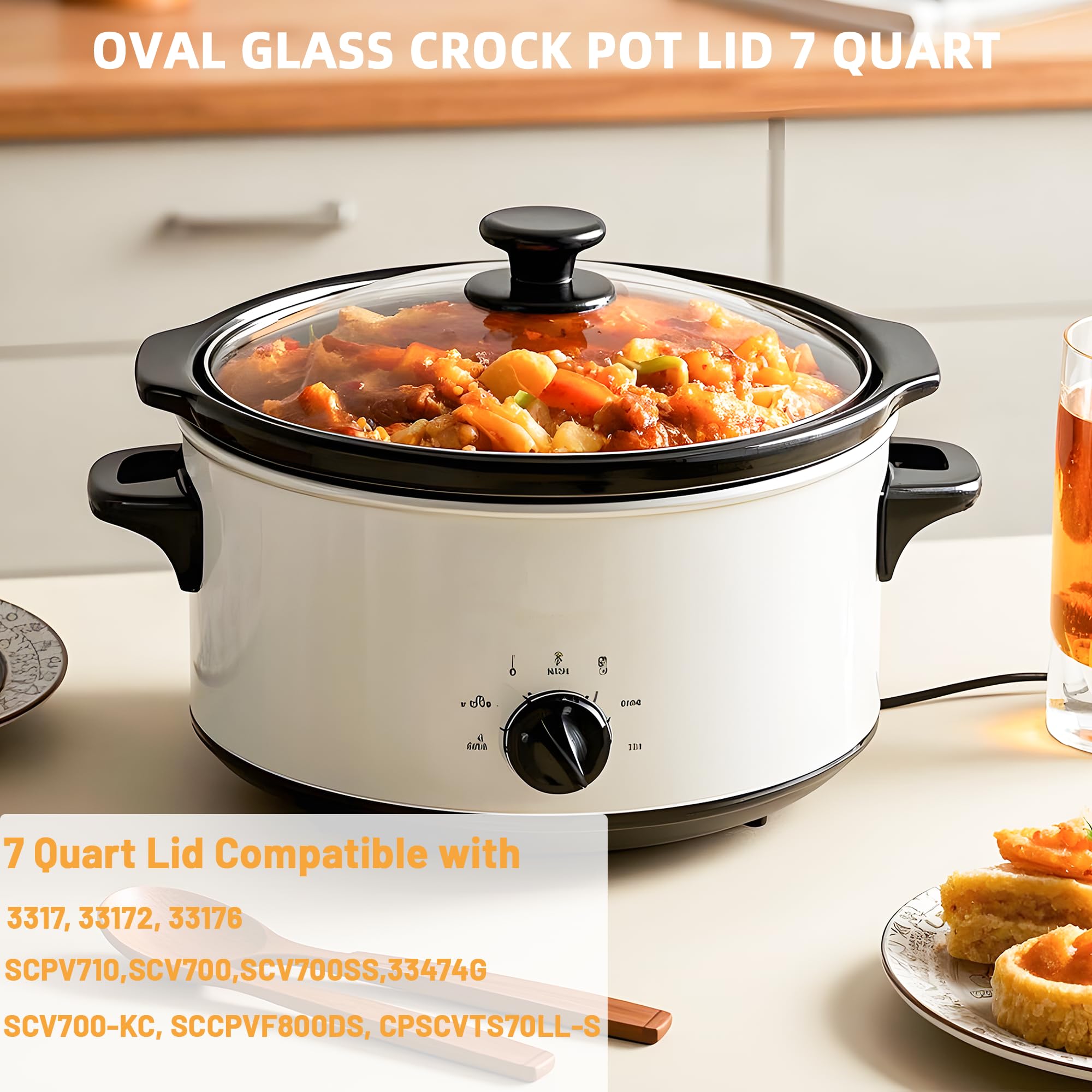 Slow Cooker Lid Replacement - 7 Quart Oval Glass -3