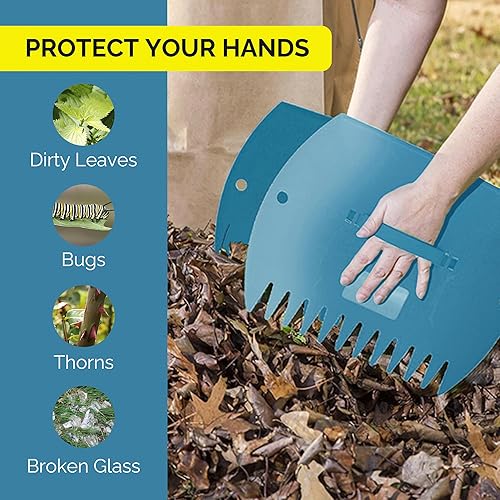Miniatura 3 de GardenHOME Rastrillos de mano, agarradores de hojas grandes para trabajo en el patio y uso en el jardín, limpia y recoge rastrillo de jardín, pala