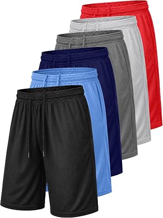 Galaxy by Harvic Mens Mesh Performance Shorts, Quick Dry Athletic Shorts with Pocket, 6 Pack