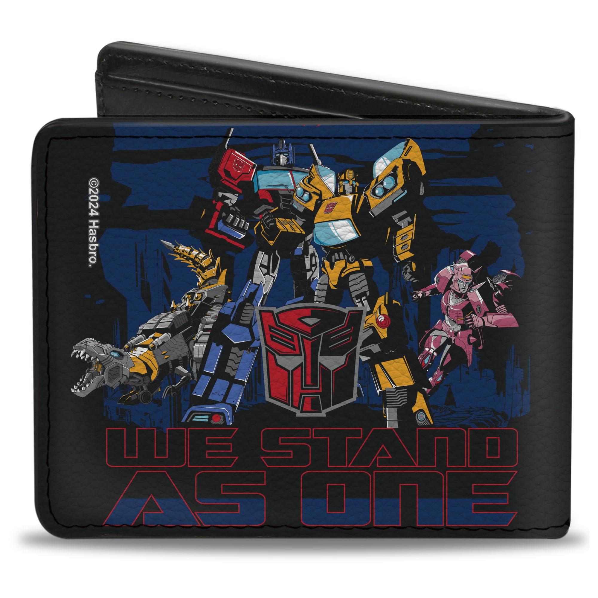 Hasbro Wallet, Bifold, Transformers Autobots We Stand As One Group Black Blue Red, Vegan Leather