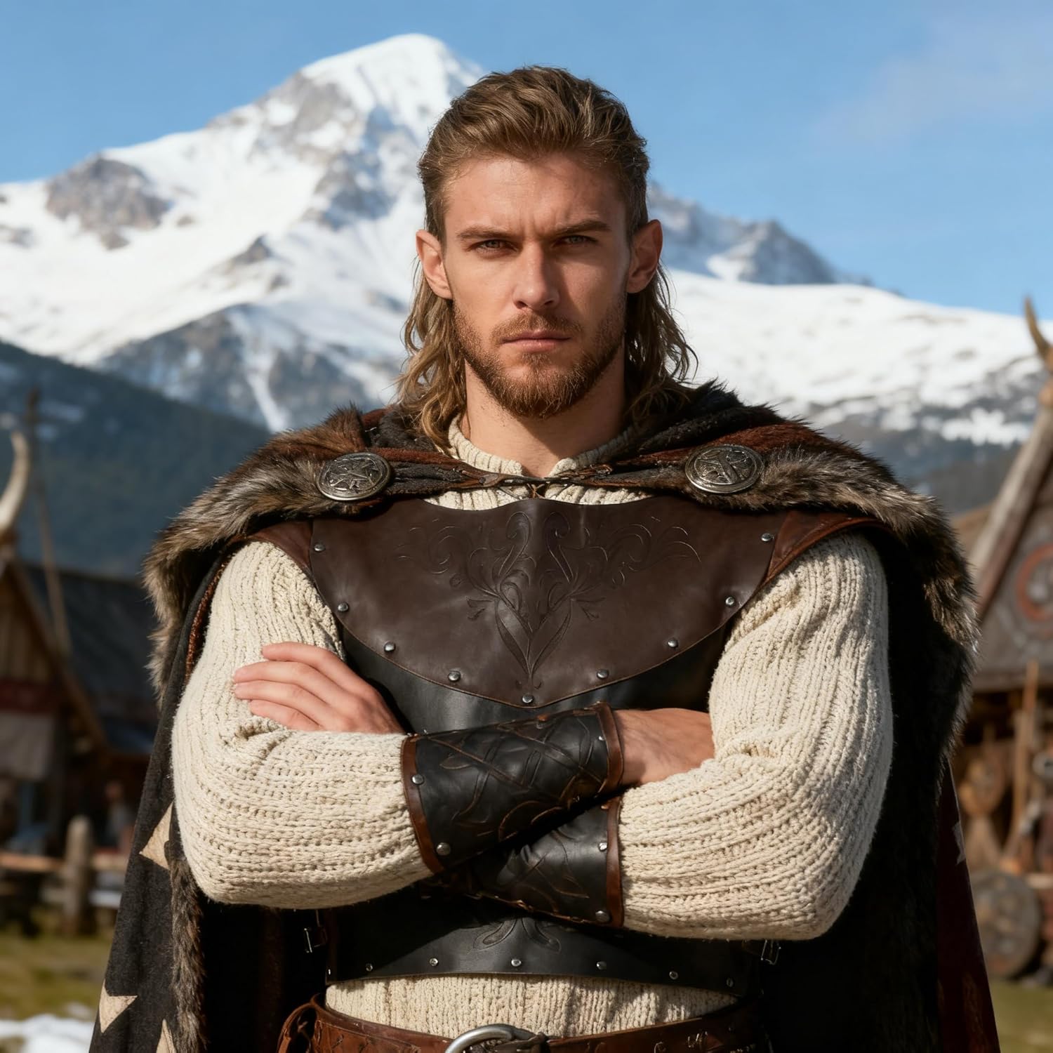 UQJE Leather Chest Armor Men Medieval Viking Retro Mercenary Knight Archer Leather Plate Armor - Image 8