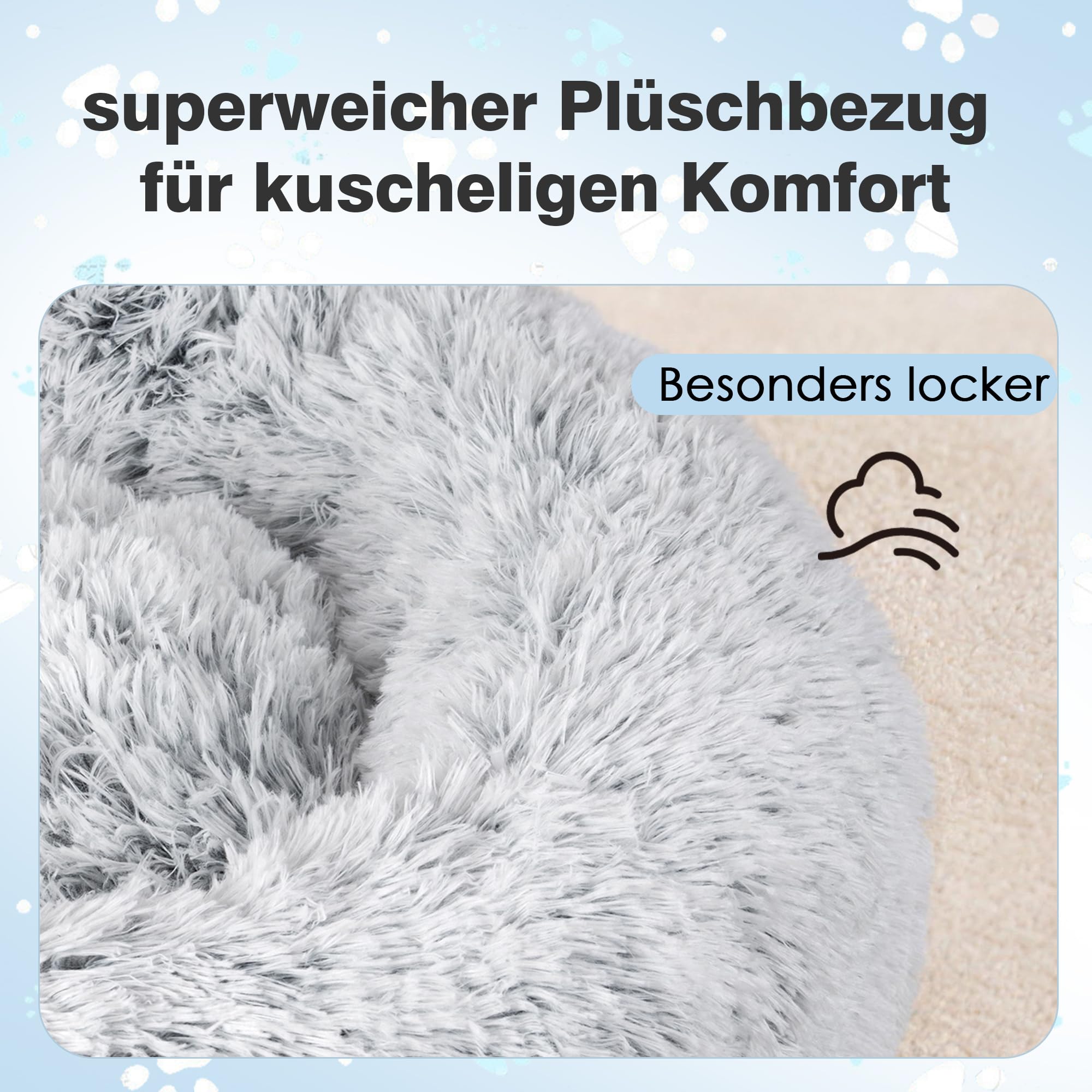 Orthopädisches Hundebett Rund,Abnehmbar,Formstabil Füllwatte,80CM