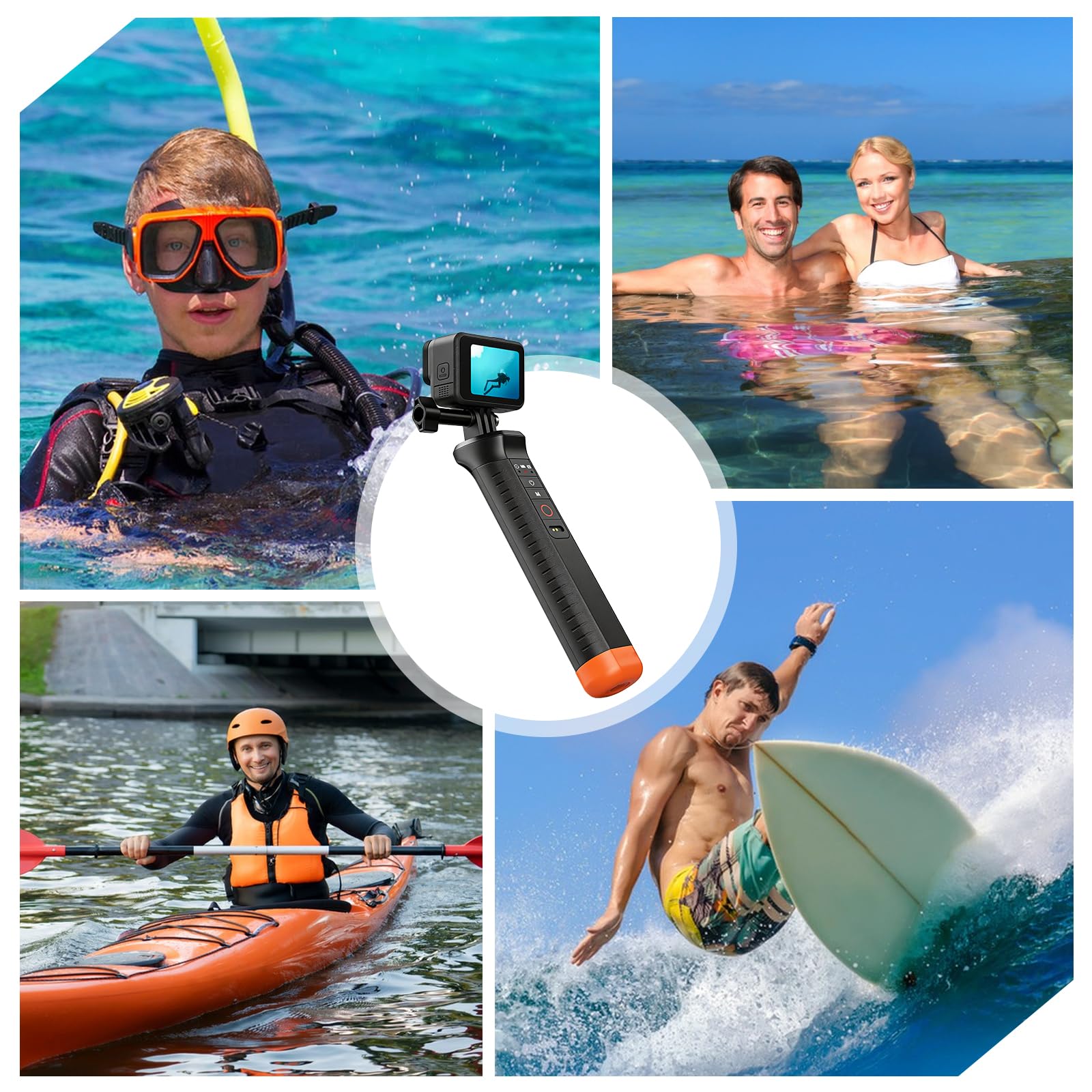 Selfie stick con impugnatura subacquea, monopiede impermeabile con telecomando Bluetooth, impugnatura galleggiante per fotocamera subacquea, adatta per action cam GoPro Hero 13/12/11/10/9