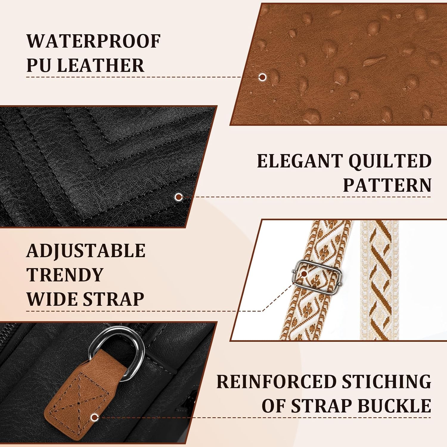 Crossbody Bags for Women, Small Cross Body Purses, Leather Women’s Crossbody Handbag with Built in Wallet - Image 6