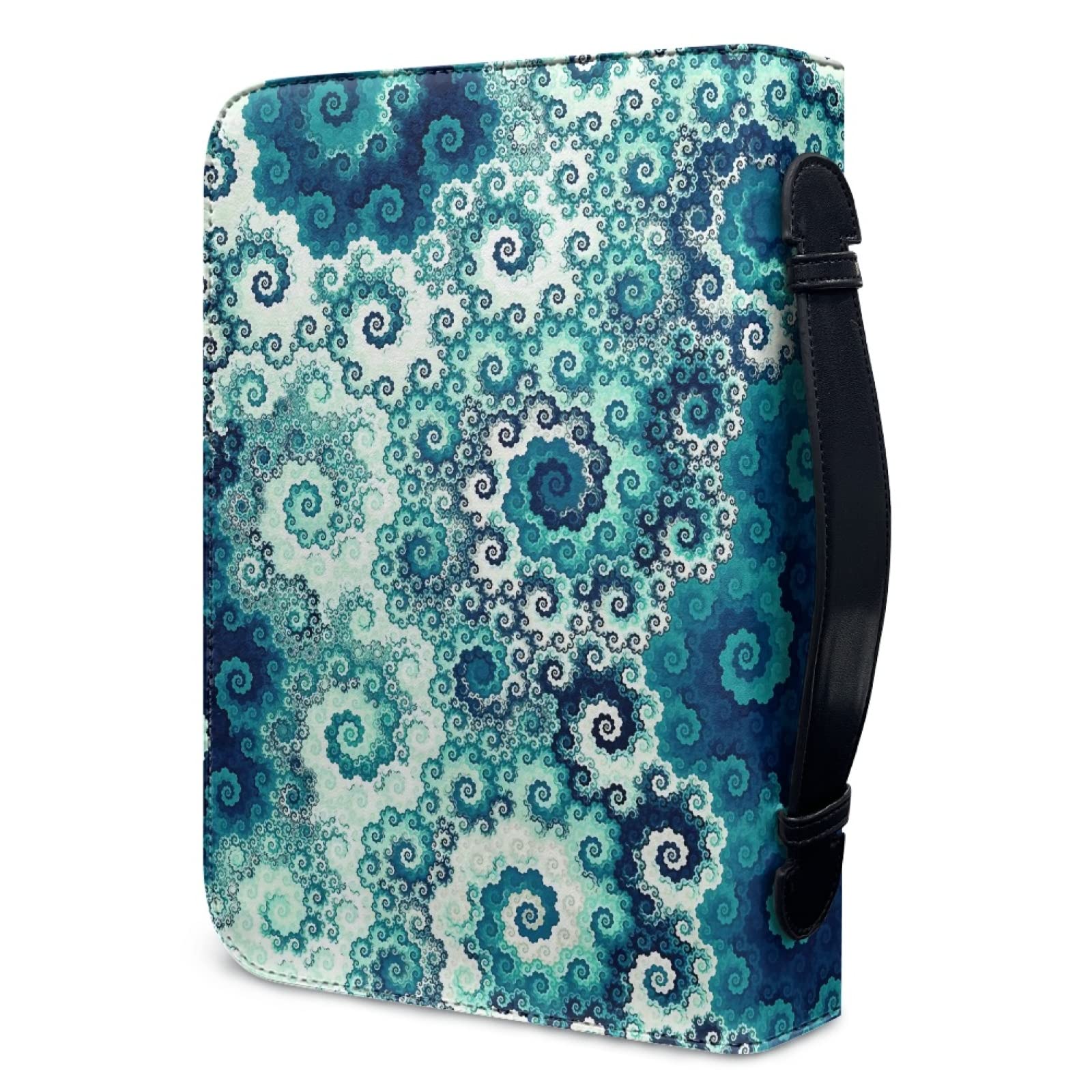 Kuiaobaty Blue PU Leather Carrying Book Case Bible Protective with Handle, Color Spiral Art Notebook Cover Zipper with Inside Pocket - Image 2