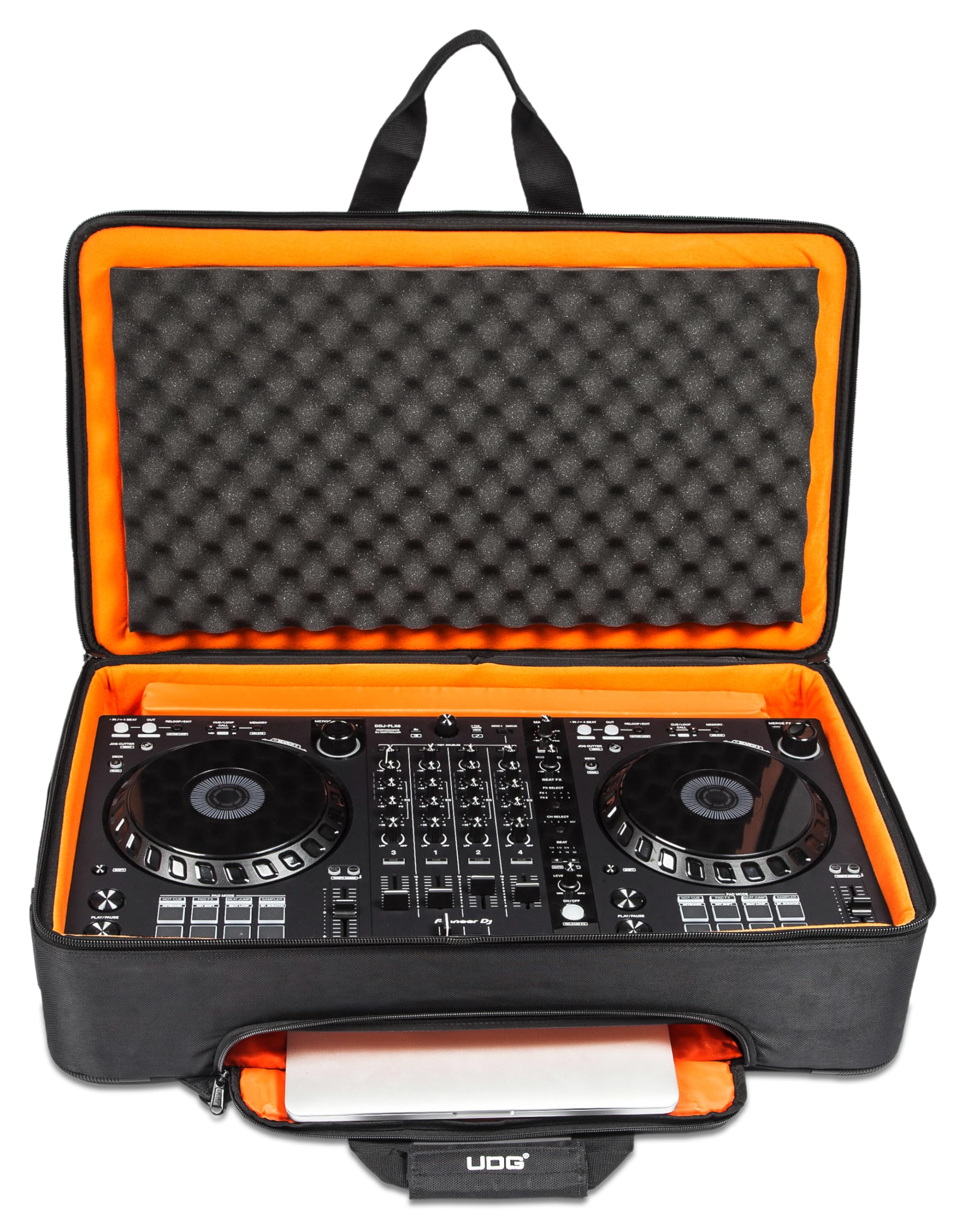 UDG Ultimate MIDI Controller Rucksack Large MK2, Schwarz Orange | Große DJ-Controller-Tasche, passend für Denon SC6000 und mehr; Wabenrahmen, gepolsterte Wände, wasserbeständig