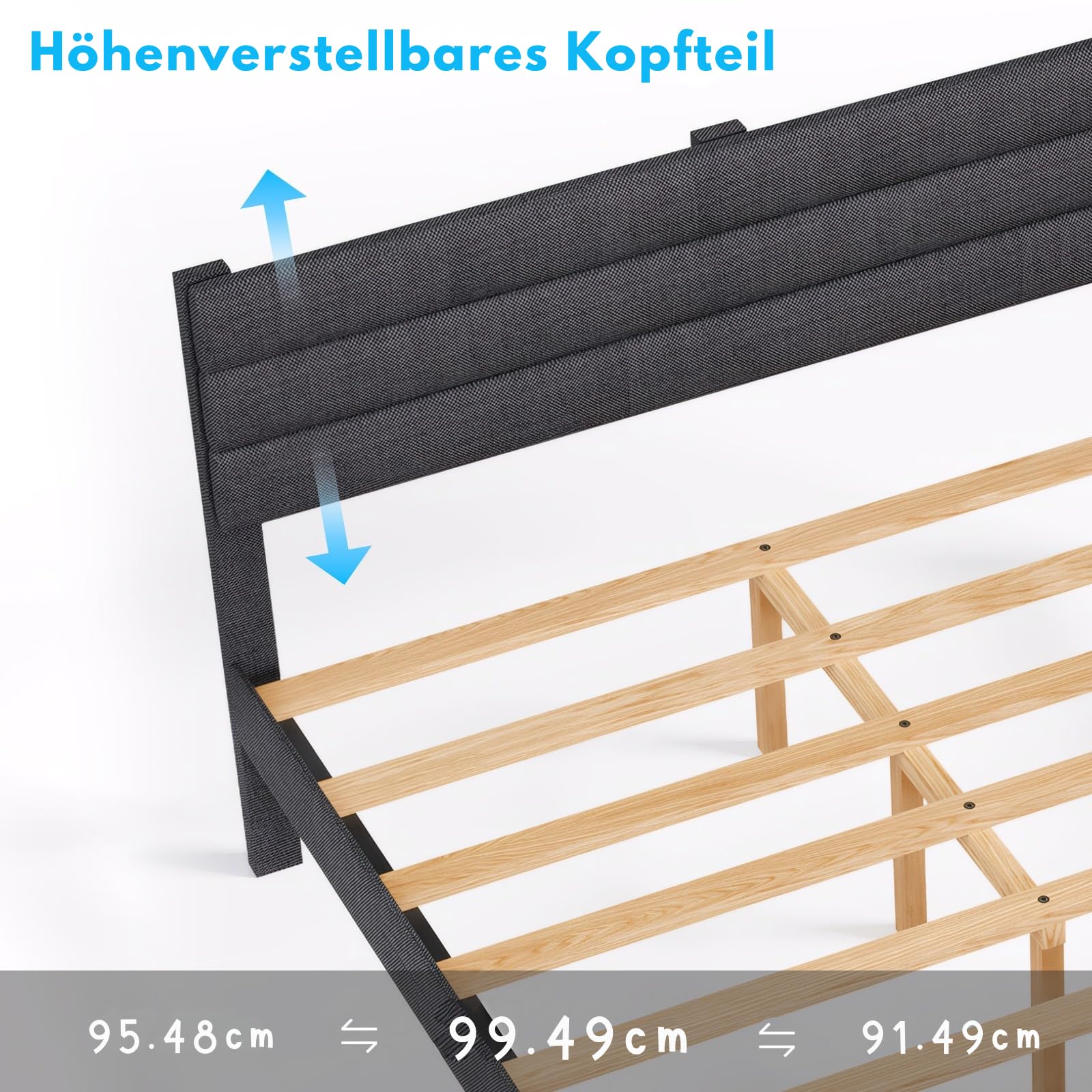 LEADZM Polsterbett 160x200cm Doppelbett, Grau