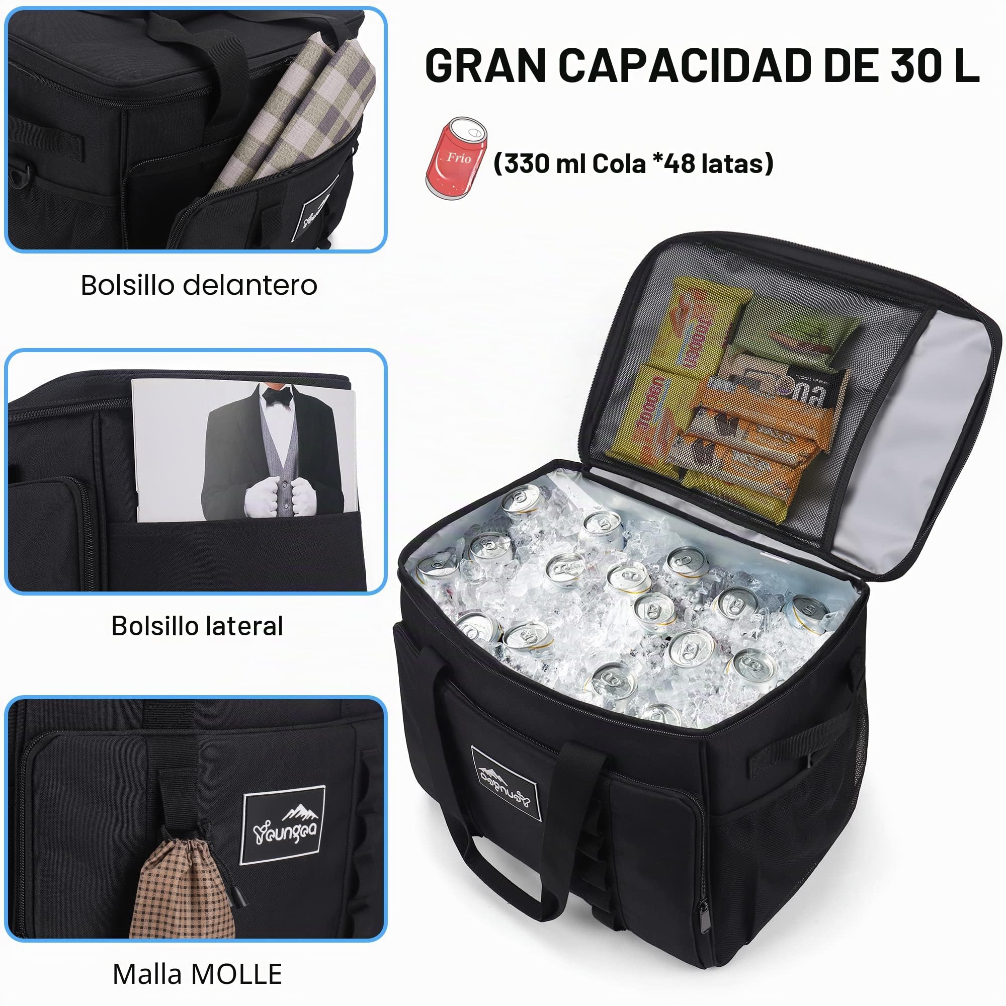Nevera Portatil, 30L Grande Nevera Playa Impermeable, Bolso Termica Plegable A Prueba de Fugas para Picnic/Camping