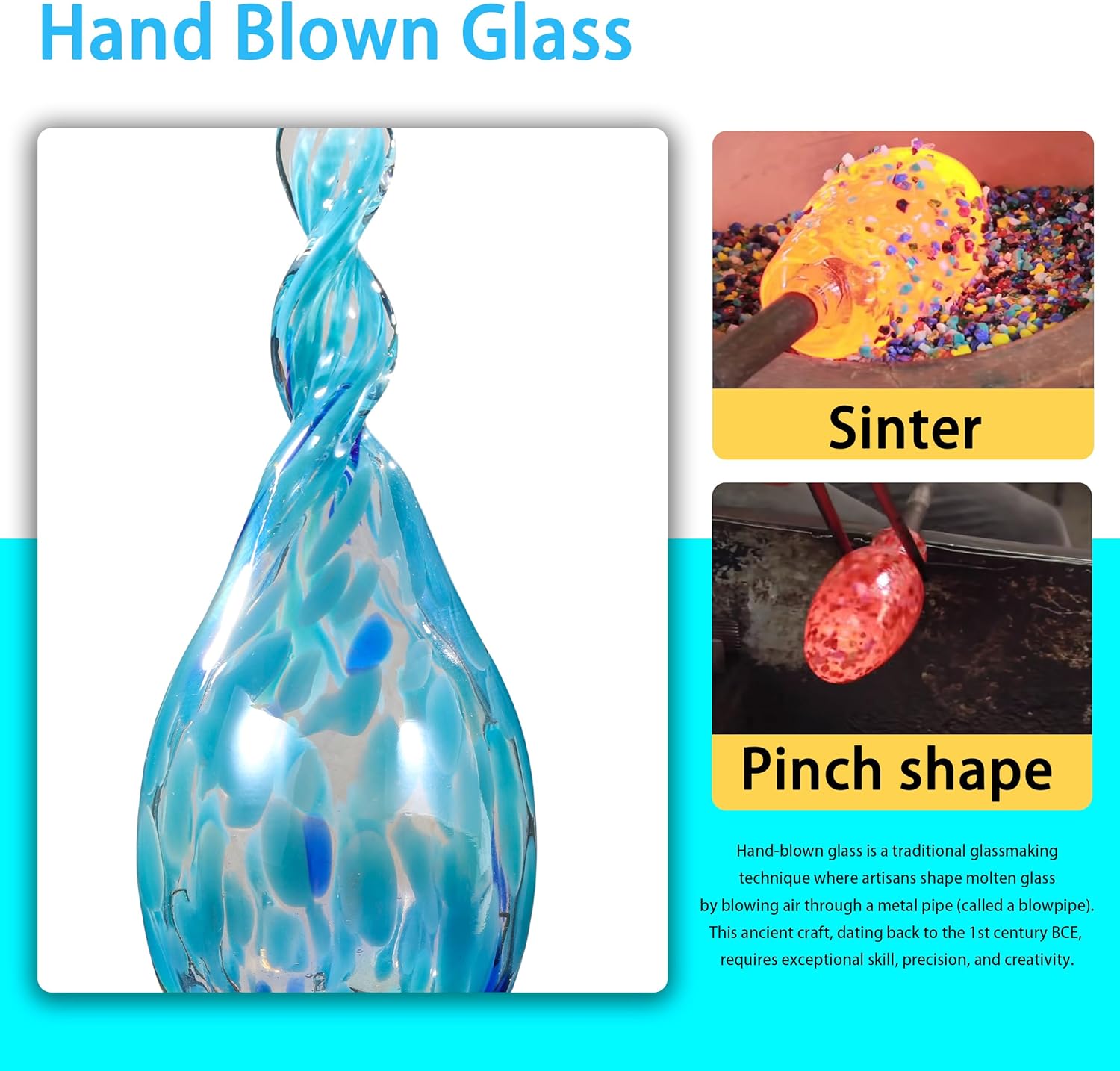 Solar Garden Lights Outdoor, Decorative LED Flame Garden Stakes, Hand Blown Glass and Outdoor Waterproof Glass Stakes (Light Blue) - Image 7