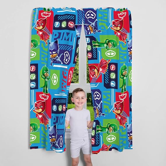 Franco Kids Room Window Curtains Drapes Set, 82 in x 63 in, PJ Masks