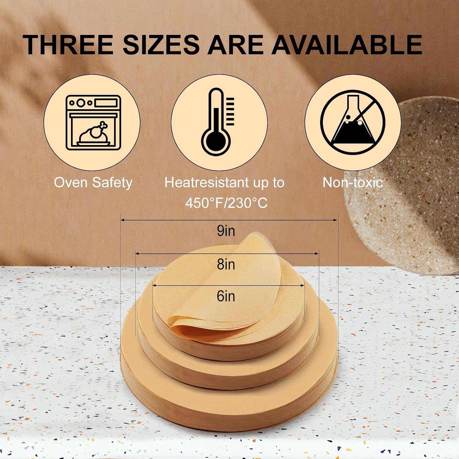 MFJUNS 200Pcs 8-Inch Round Baking Parchment Paper
