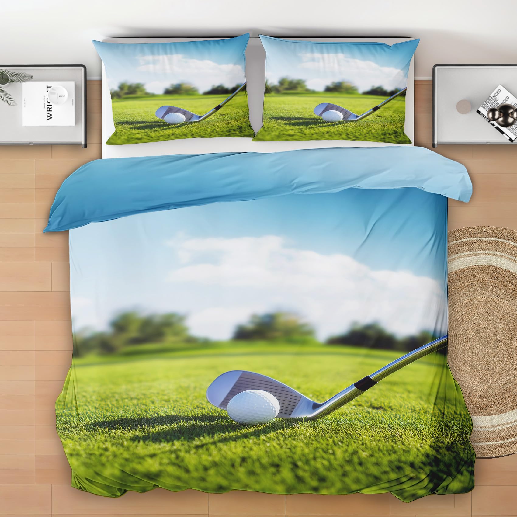 Parure de lit terrain de golf 200x200 en microfibre respirante à fermeture éclair pratique