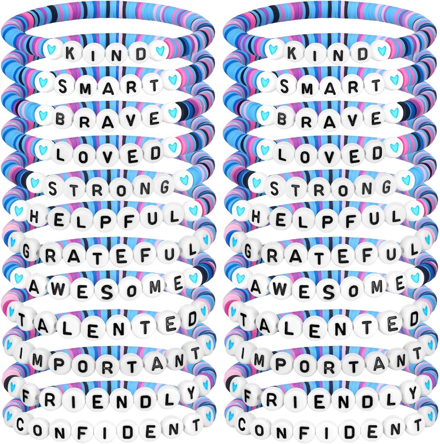 Liliaafar Inspitational Bracelet Gift Bulk for Students End of Year Graduation Gifts from Teacher Motivational Clay Beaded Bracelets Charm Jewelry for Party