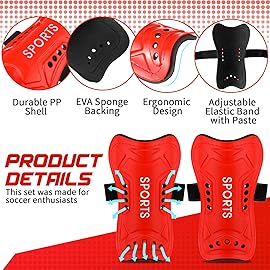 Syhood Soccer Shin Guards and Socks for Toddler Kids Youth, Lightweight Soccer Shin Pads Protective Defender Gear for 3-5, 5-10, 10-15 Years Old Children Teen Boys Girls Sports Game(S Size,Red)