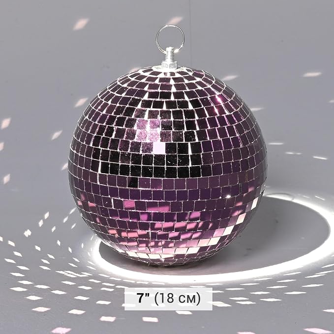 Set de 4 bolas espejadas disco 7 pulgadas moradas miniatura 7