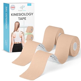 Health Press  Kinesiology Tapes   2 Rolls Beige 5cm x 5m | Physio and Sports Tape | Waterproof and Elastic | Skin-Friendly Tape   Dermatologically Tested
