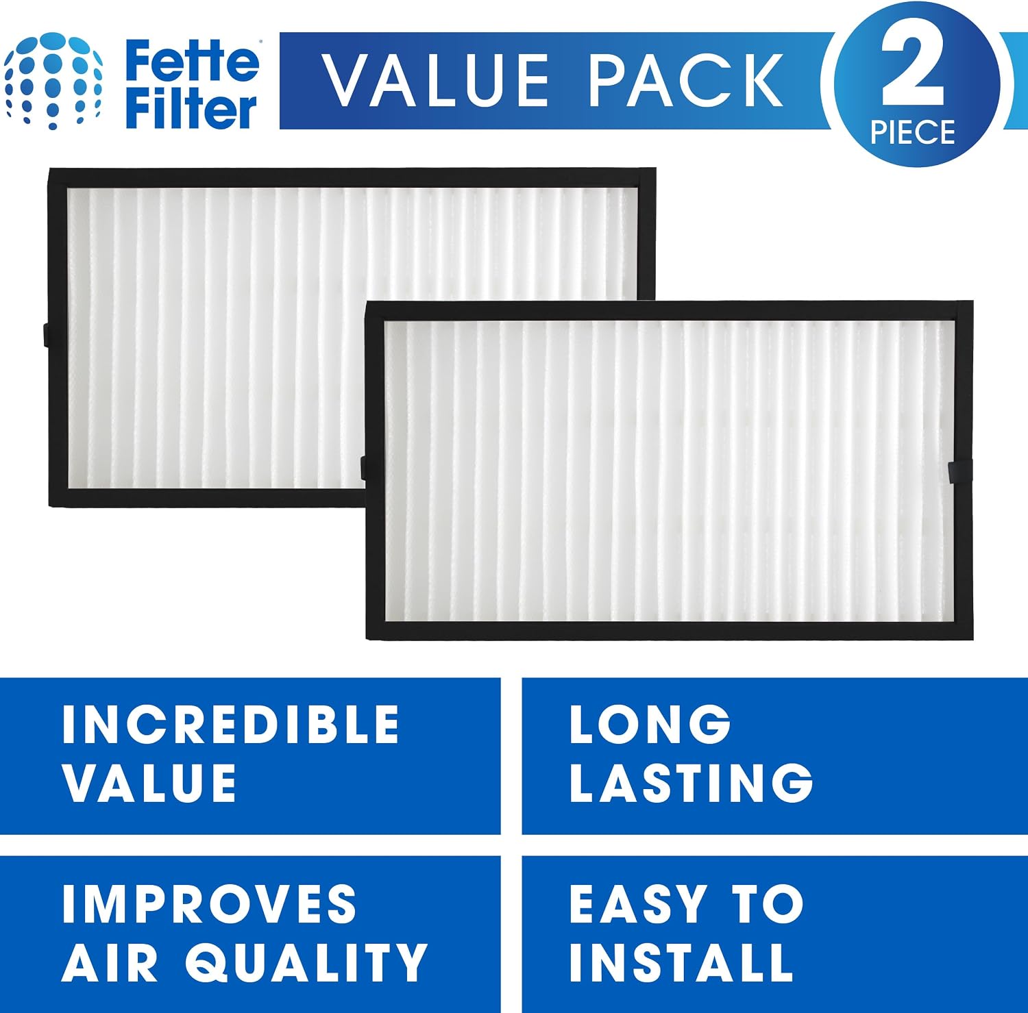 Fette Filter - DXVC3902 Air Filtration System Medium Efficiency Replacement Filter Compatible with DeWALT DWXAF101 Air Filtration System Dust Collector Replaces Part # DXVC3902 - Pack of 2